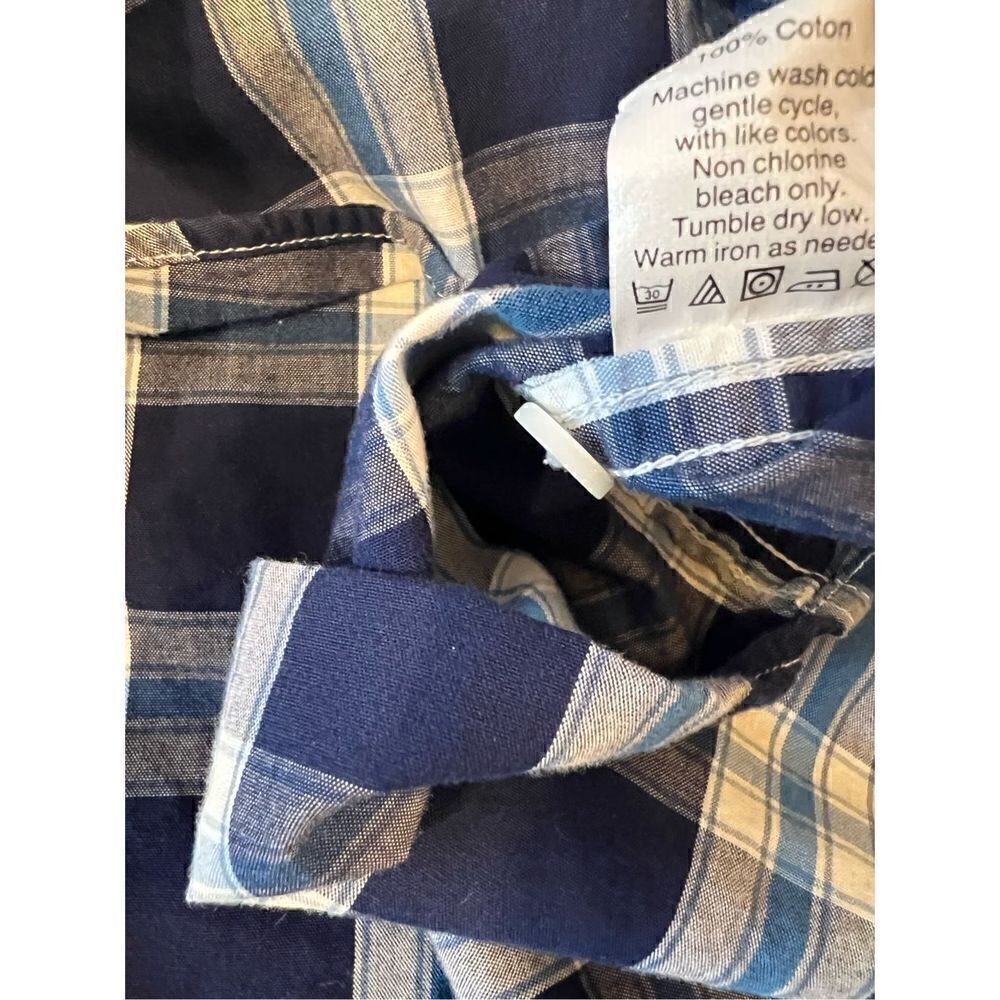 J Crew Blue White Plaid Slim Fit Button Down Shirt Large - Picture 6 of 7